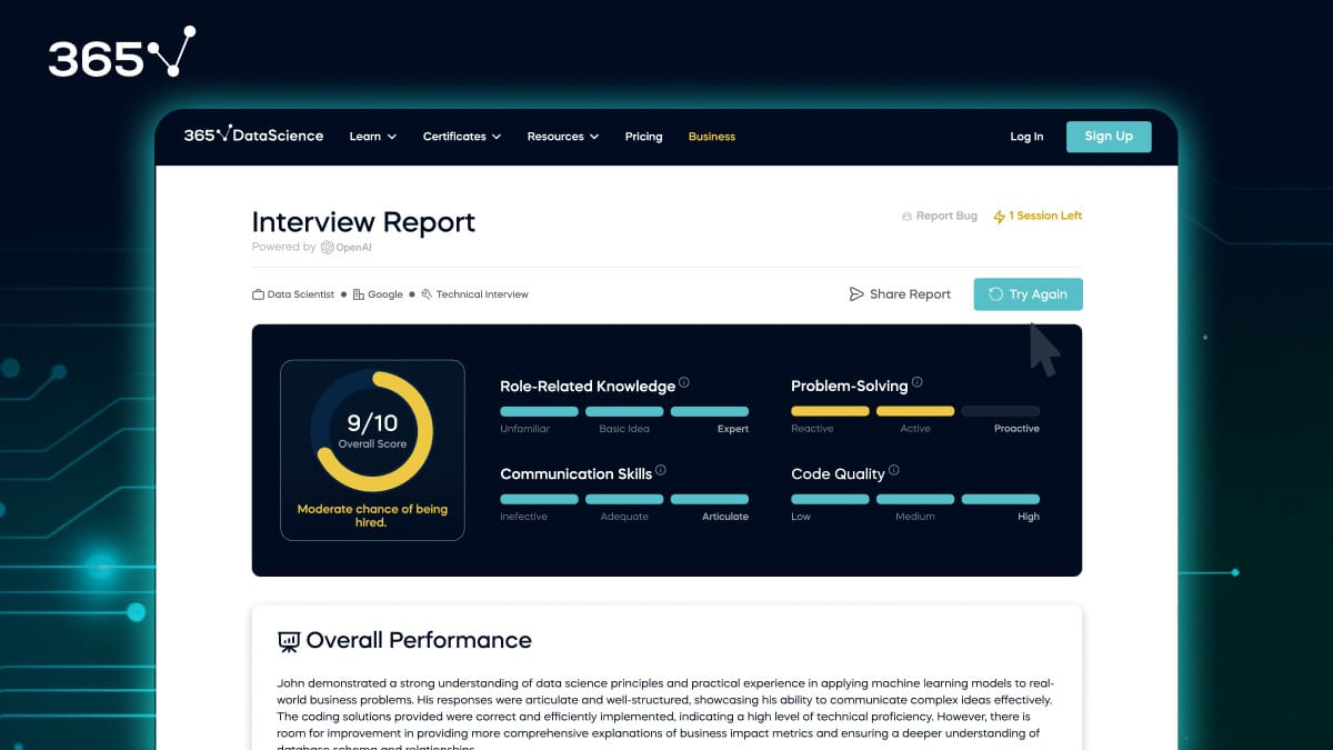 Free AI-Powered Interview Preparation Tool by 365 Data Science